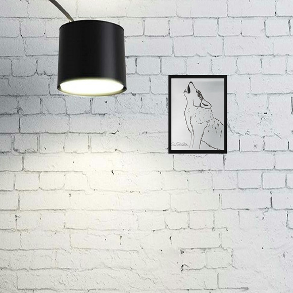 Howling Wolf: A Tribute to the Wild Ink on Paper 9 x 12 Inches Wall Art Drawing - Picture 2 of 2